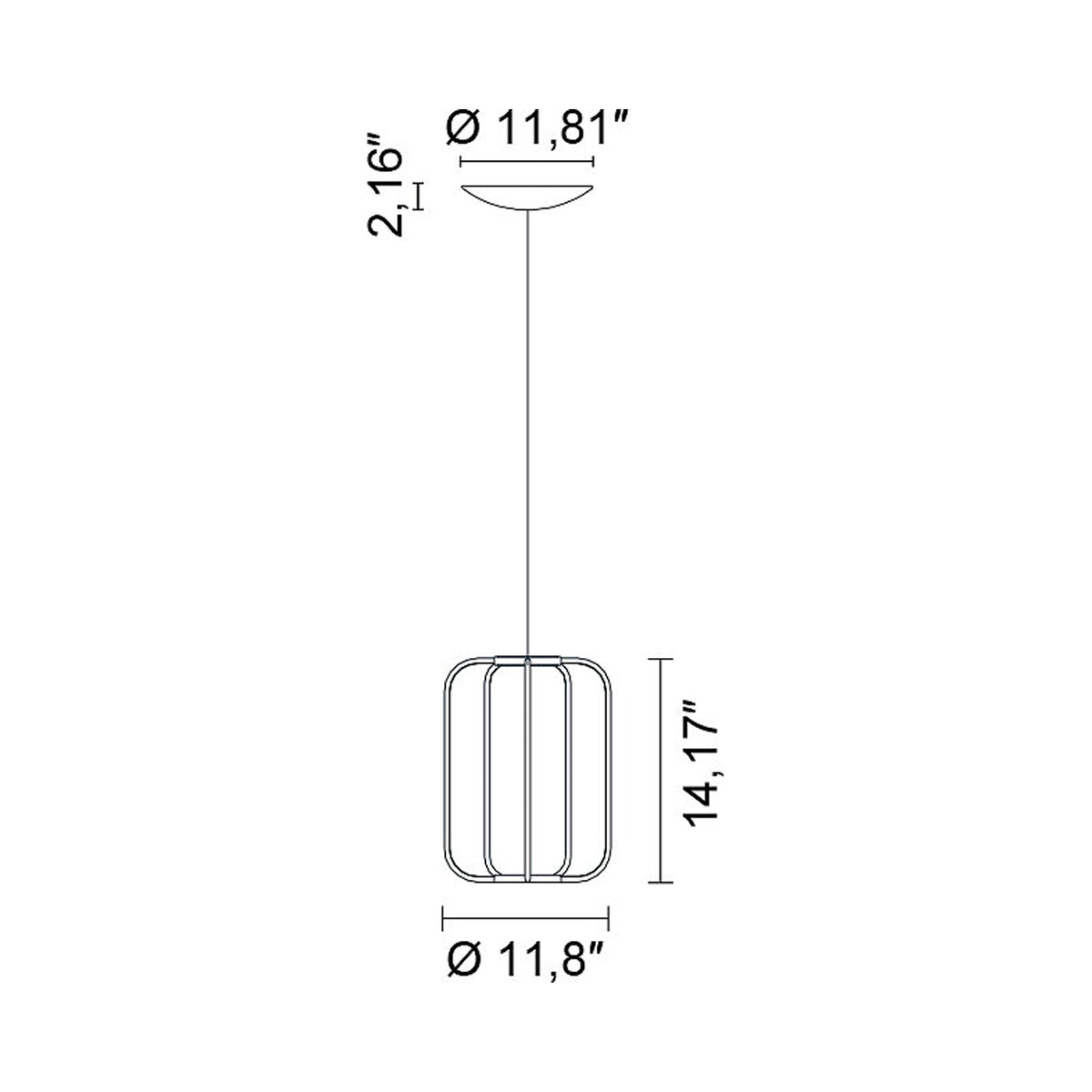 Cavea LED Pendant Light - line drawing.