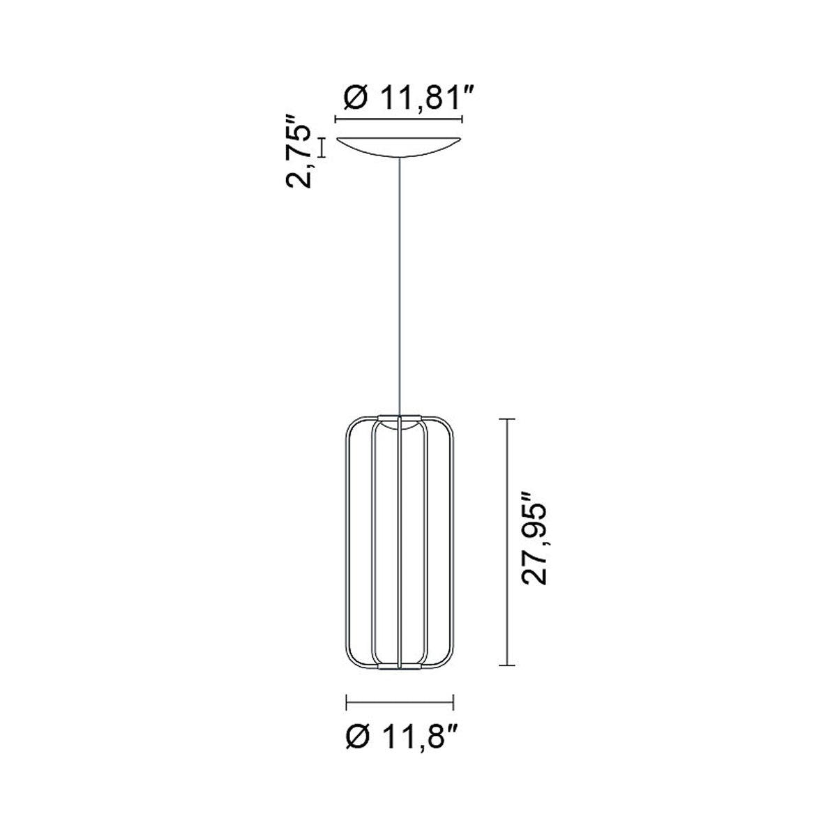 Cavea LED Pendant Light - line drawing.