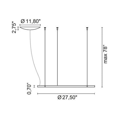 Lancia Circular LED Pendant Light - line drawing.