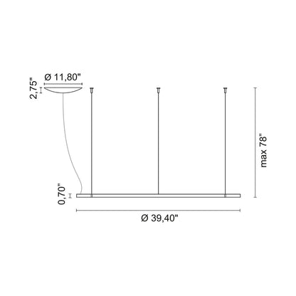 Lancia Circular LED Pendant Light - line drawing.