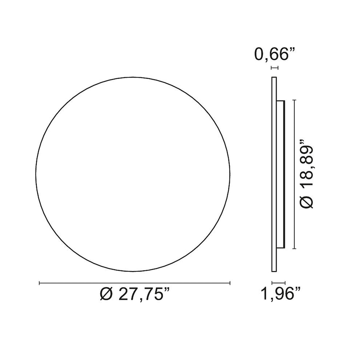 Moonlight LED Wall Light - line drawing.