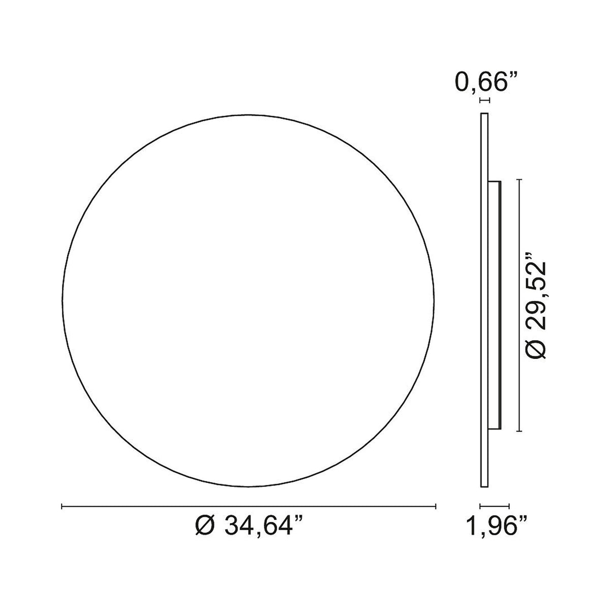 Moonlight LED Wall Light - line drawing.