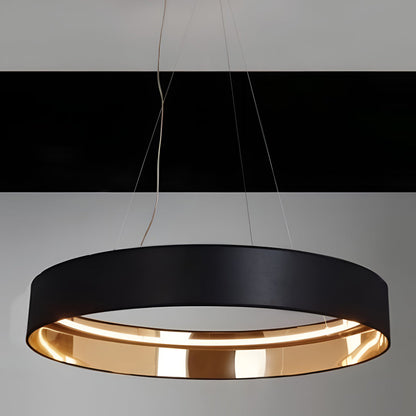 Radar LED Pendant Light in Black/Glossy Gold (Medium).