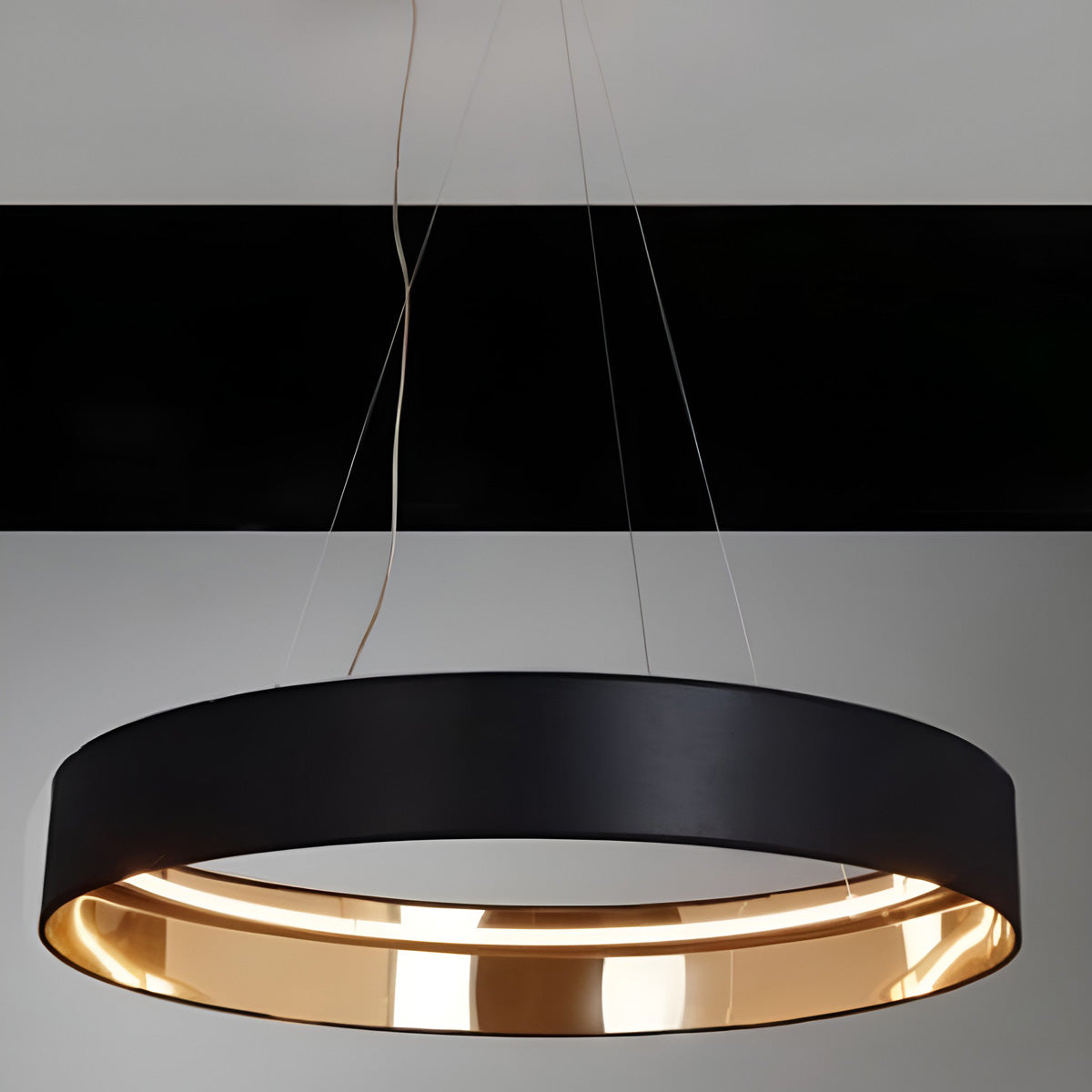 Radar LED Pendant Light in Black/Glossy Gold (Large).