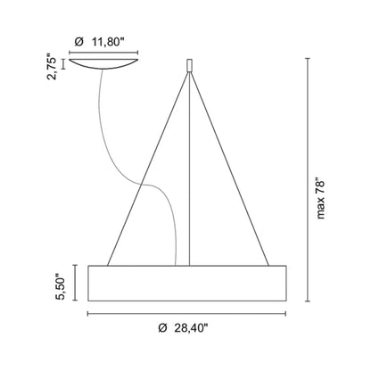 Radar LED Pendant Light - line drawing.