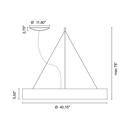 Radar LED Pendant Light - line drawing.