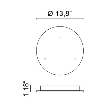 Stick System Round Multi Light Canopy - line drawing.