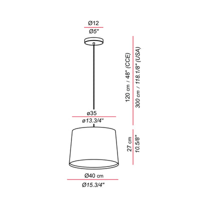 Andrea Pendant Light - line drawing.