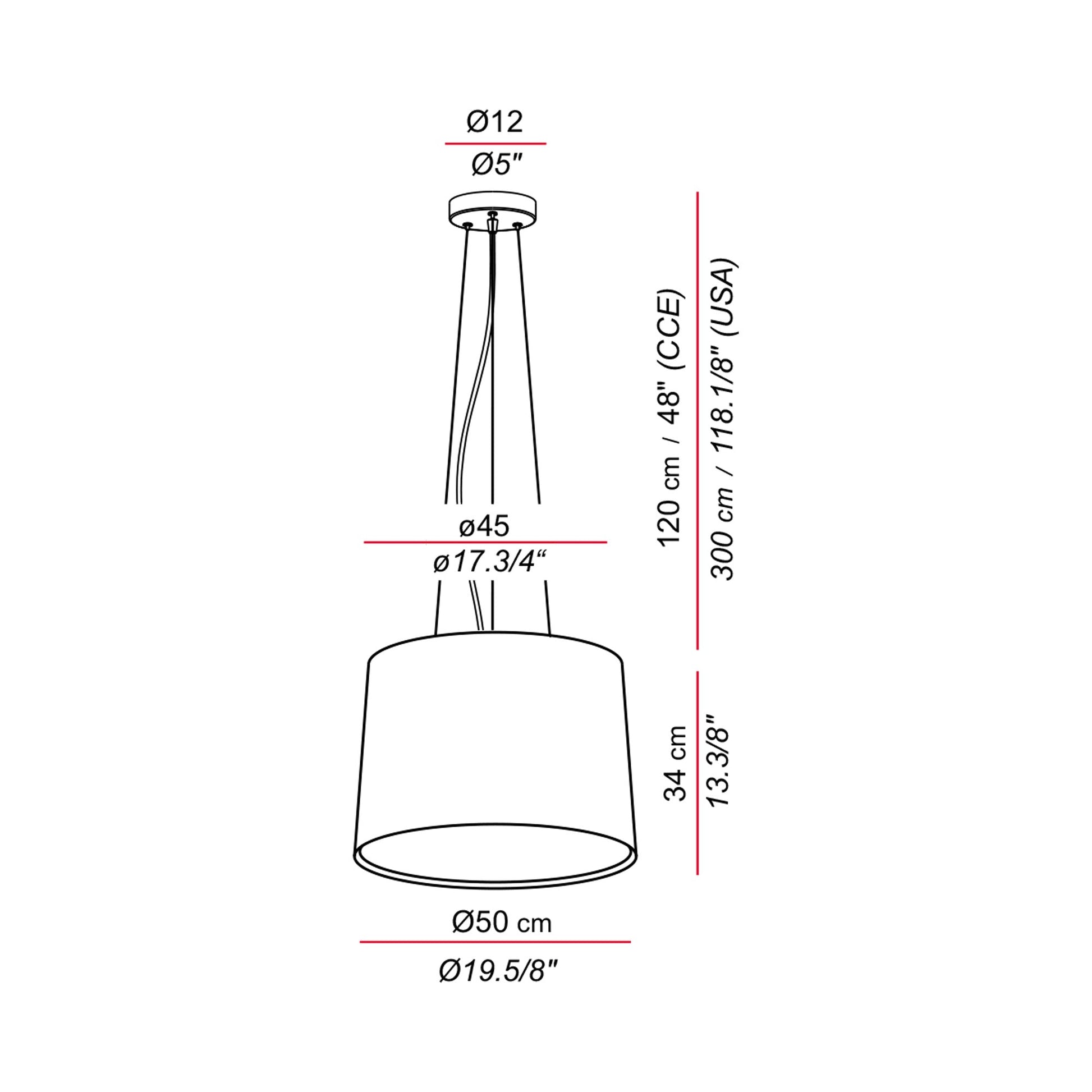 Andrea Pendant Light - line drawing.
