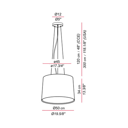 Andrea Pendant Light - line drawing.