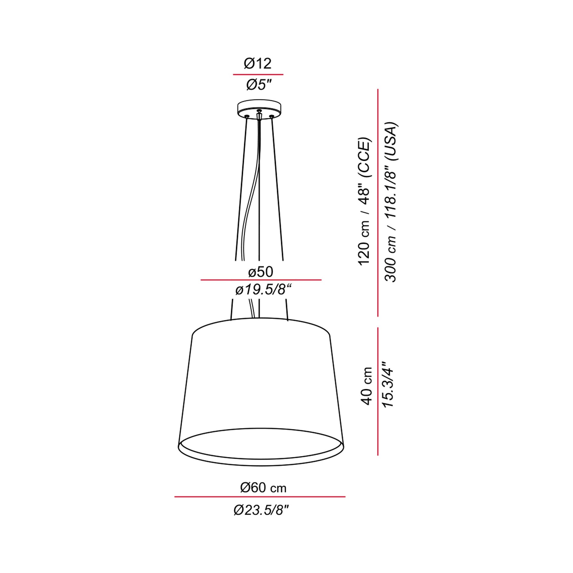Andrea Pendant Light - line drawing.
