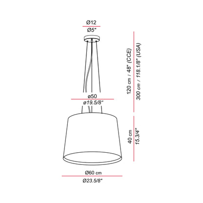 Andrea Pendant Light - line drawing.
