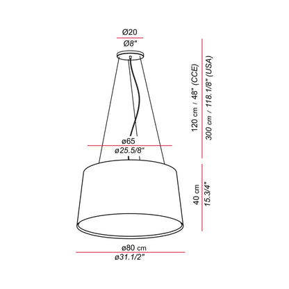 Andrea Pendant Light - line drawing.