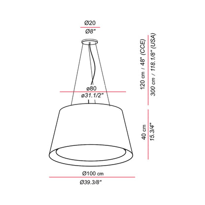 Andrea Pendant Light - line drawing.