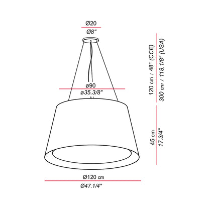 Andrea Pendant Light - line drawing.