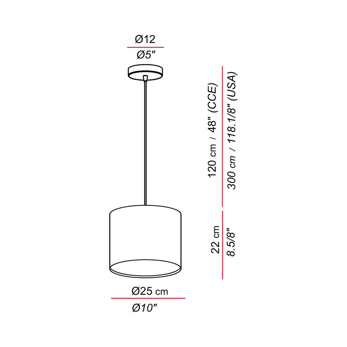 Aros Pendant Light - line drawing.