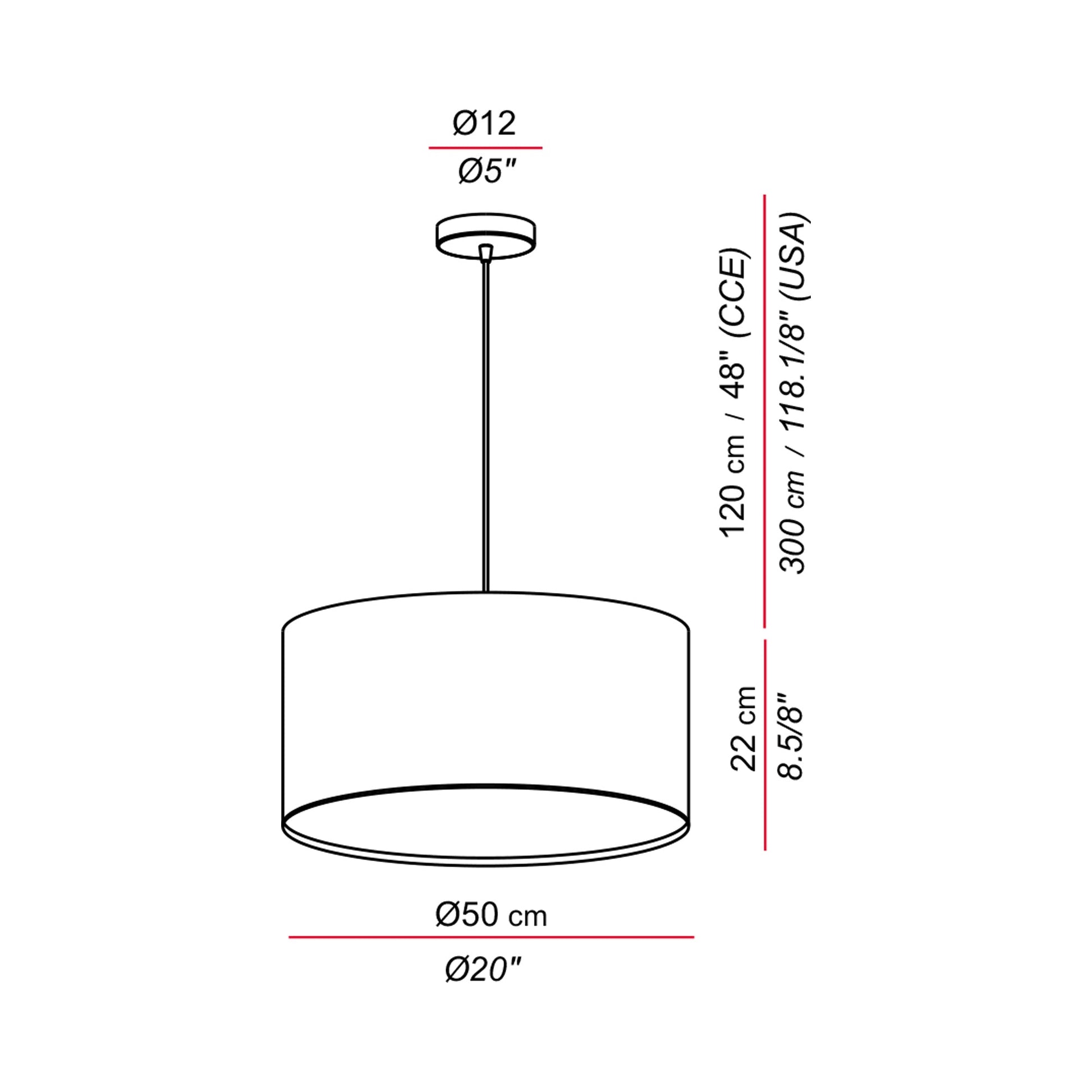 Aros Pendant Light - line drawing.