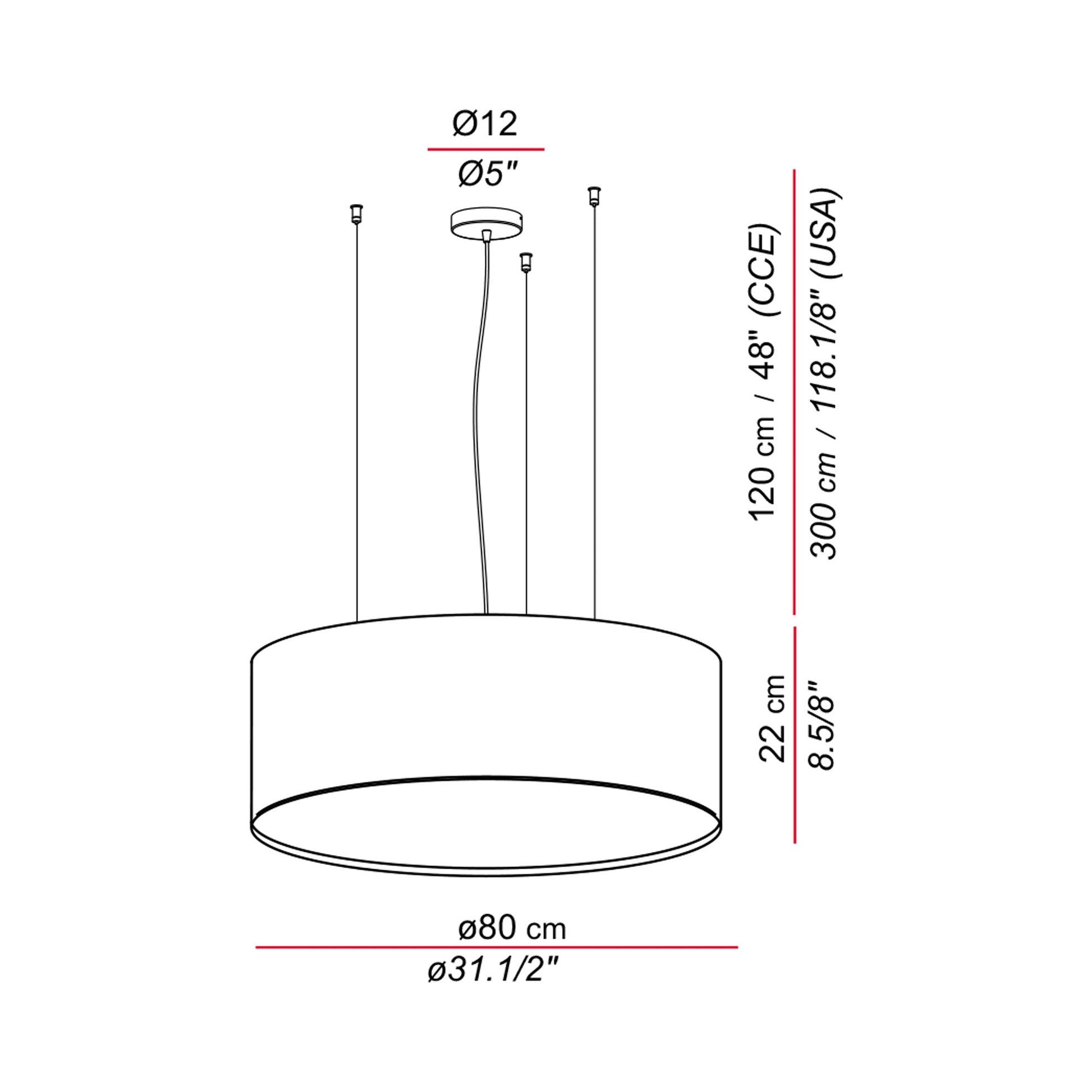 Aros Pendant Light - line drawing.