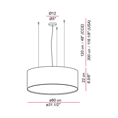 Aros Pendant Light - line drawing.