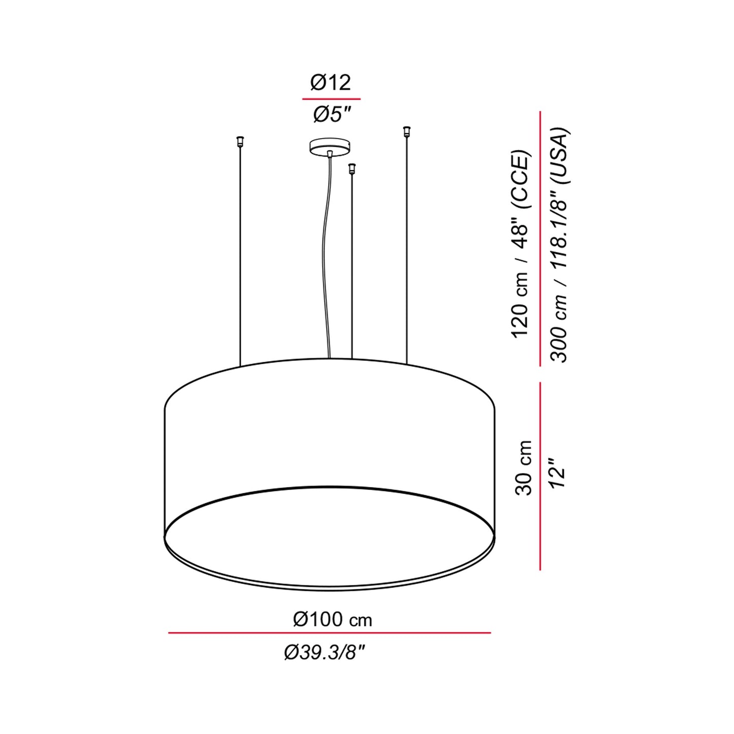 Aros Pendant Light - line drawing.