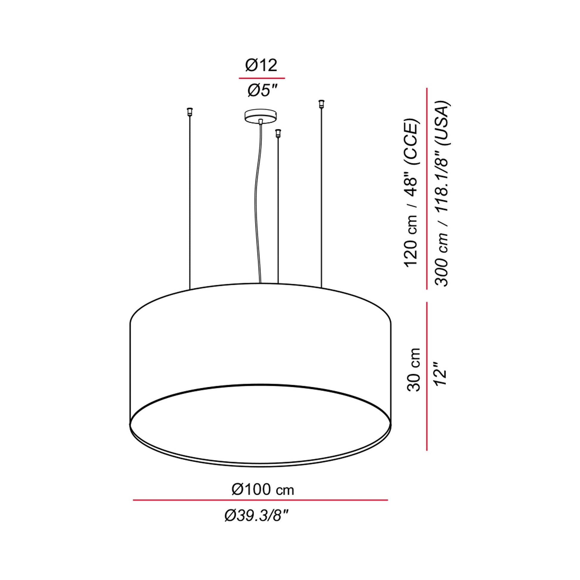 Aros Pendant Light - line drawing.