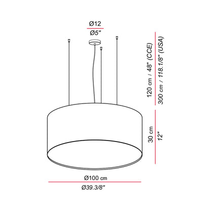 Aros Pendant Light - line drawing.