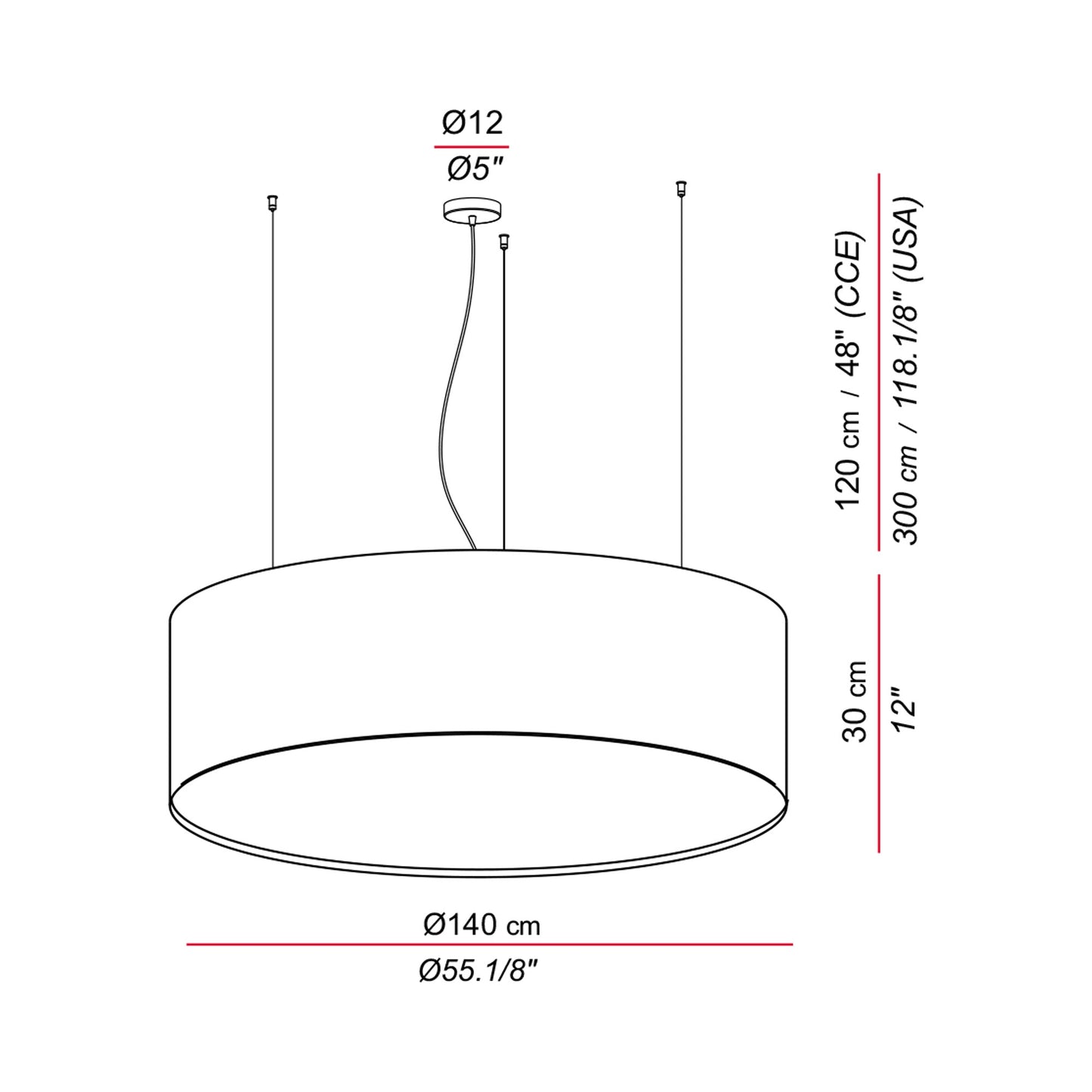 Aros Pendant Light - line drawing.