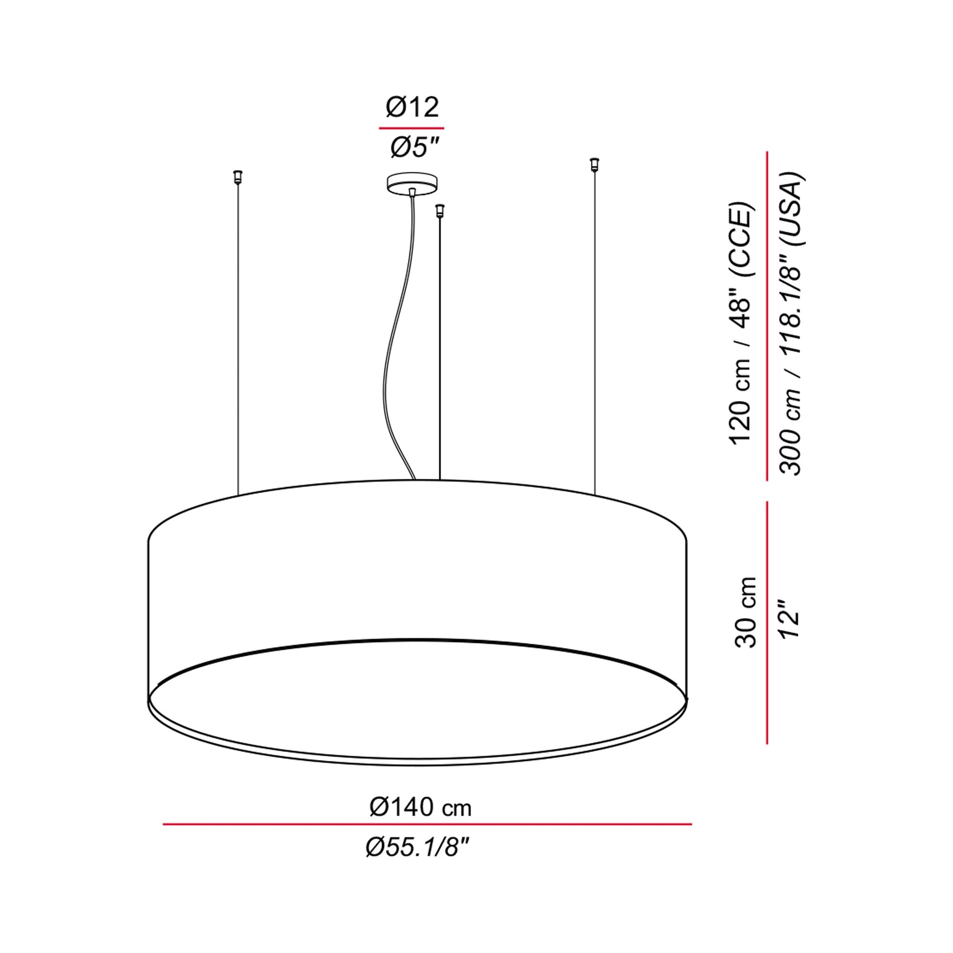 Aros Pendant Light - line drawing.