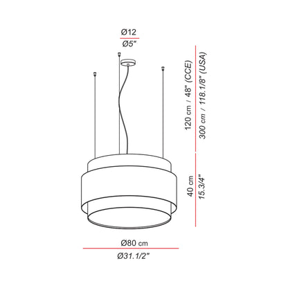 Aros Triple Pendant Light - line drawing.