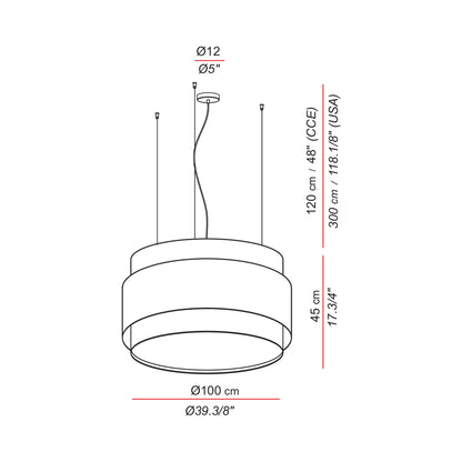 Aros Triple Pendant Light - line drawing.
