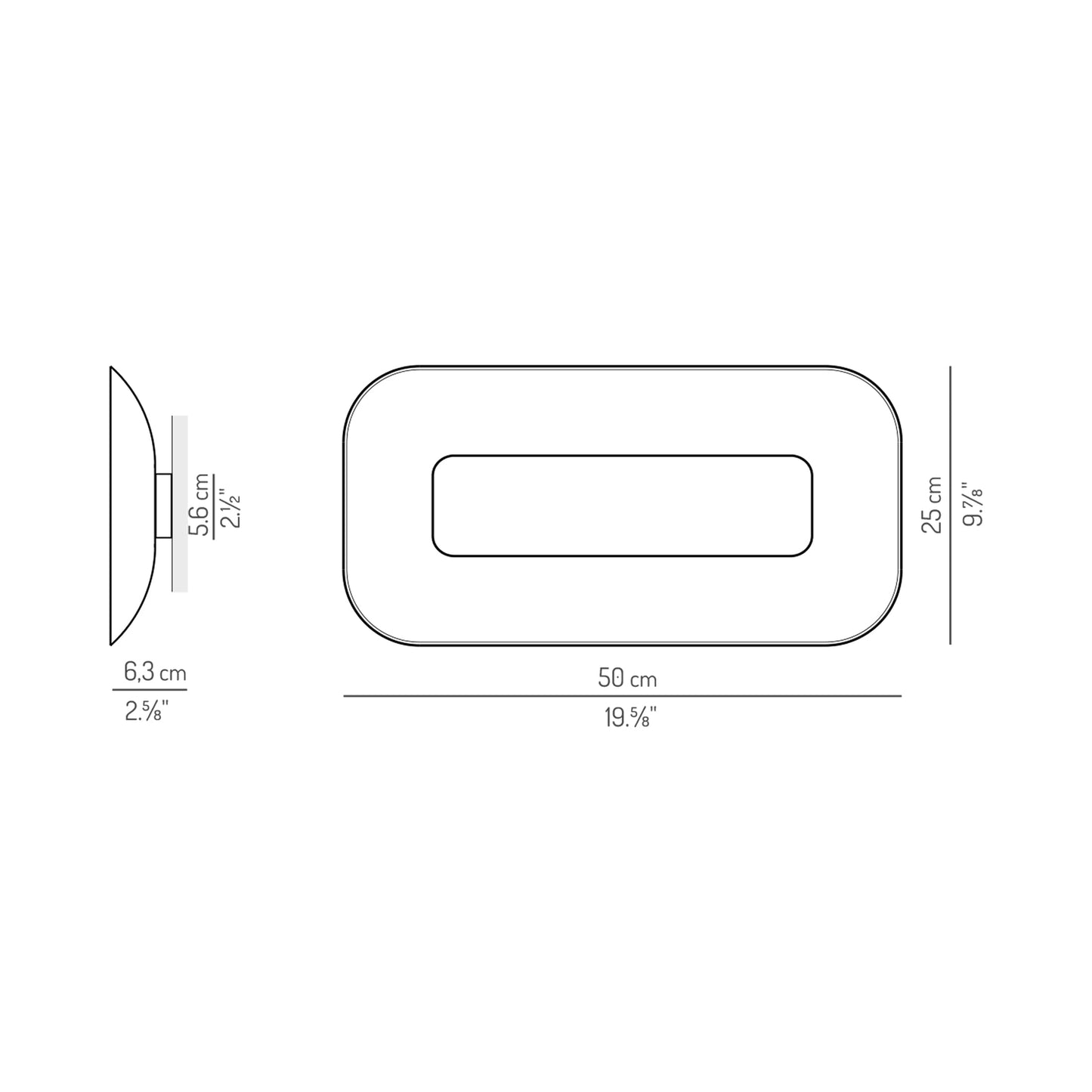 Aura LED Wall Light - line drawing.