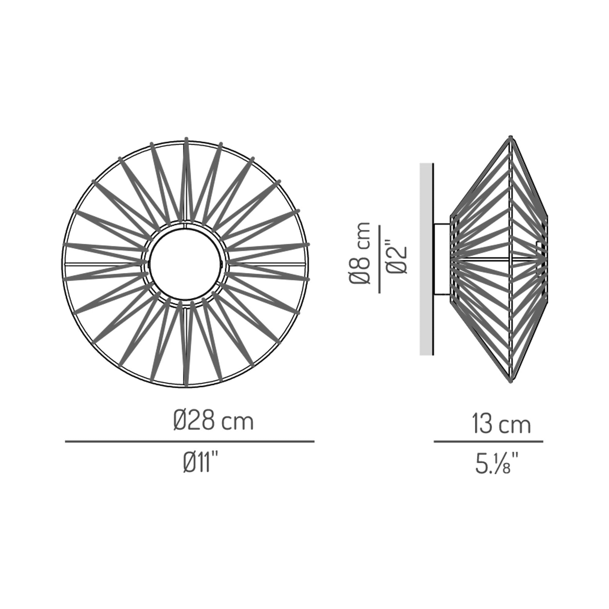 Bauma LED Wall Light - line drawing.