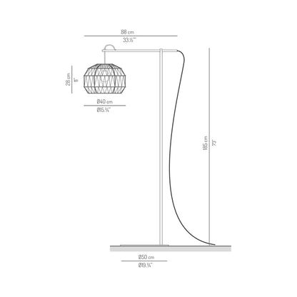 Bauma Outdoor Floor Lamp - line drawing.