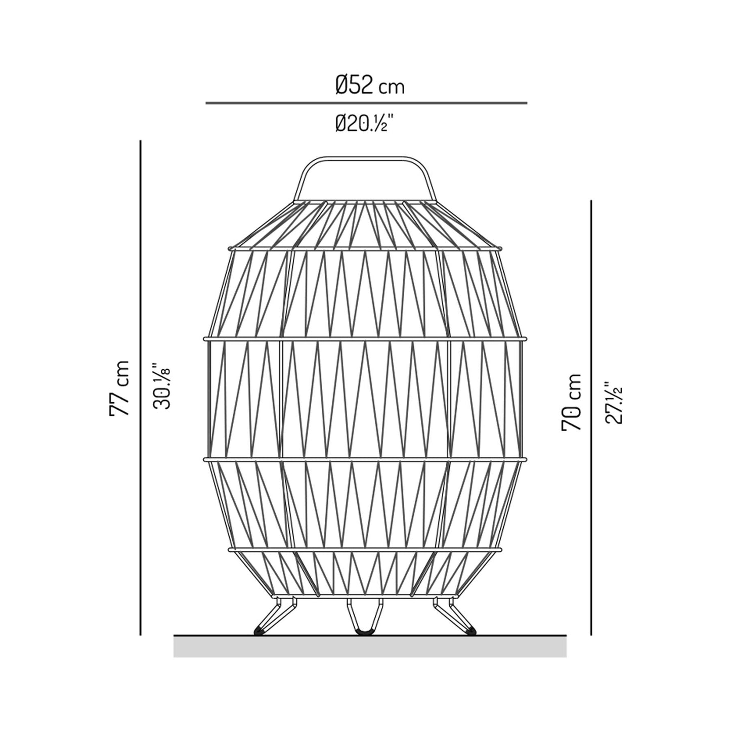 Bauma Outdoor LED Floor Lamp - line drawing.