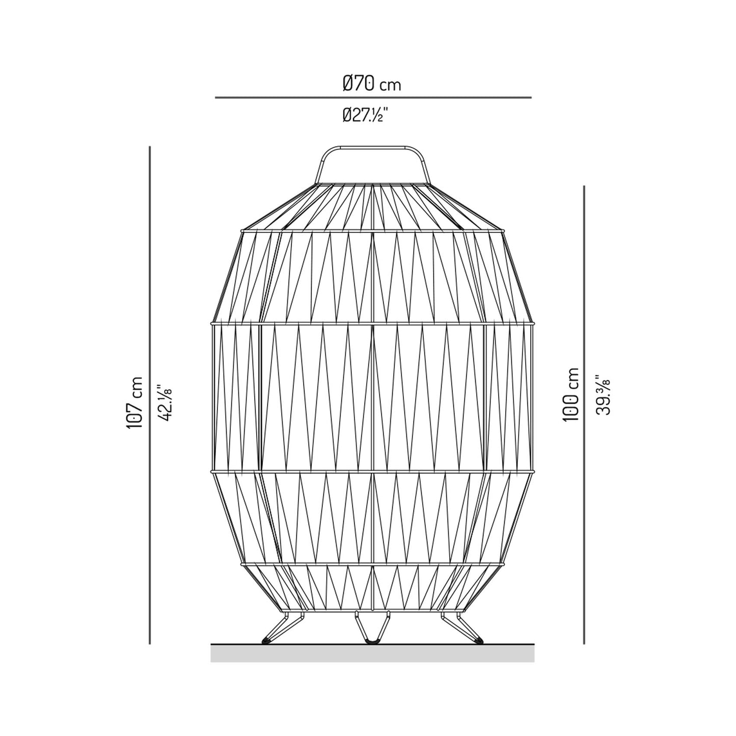 Bauma Outdoor LED Floor Lamp - line drawing.