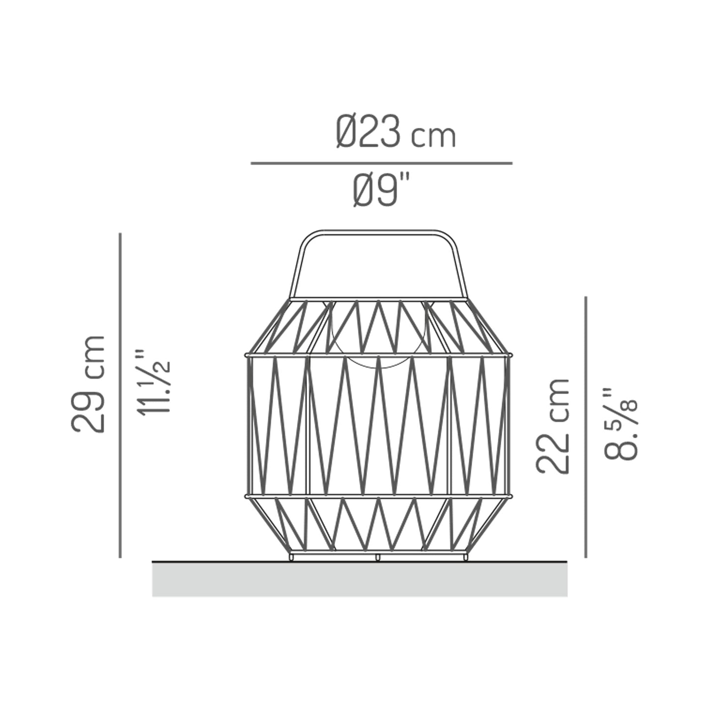 Bauma Outdoor LED Rechargeable Table Lamp - line drawing.