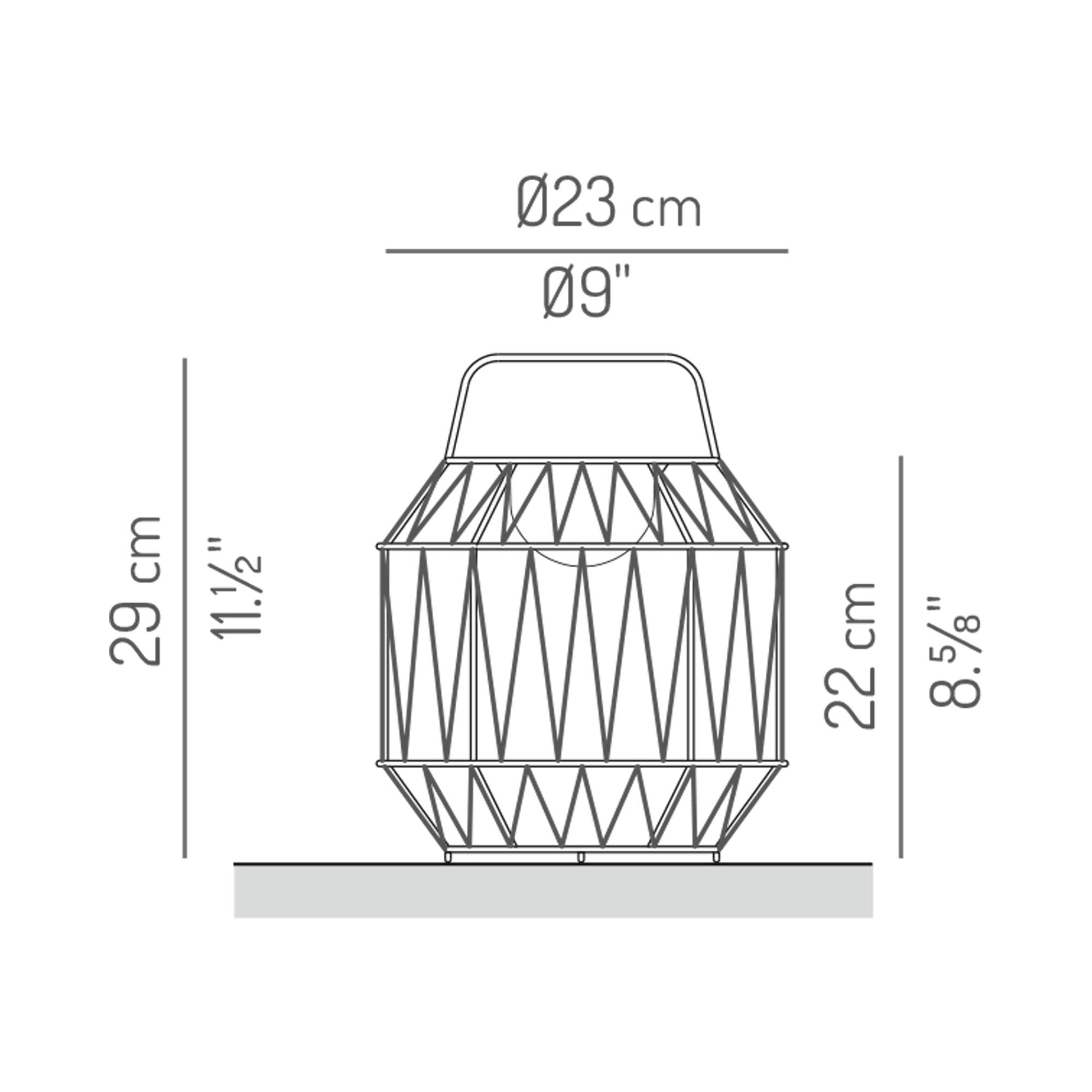 Bauma Outdoor LED Rechargeable Table Lamp - line drawing.