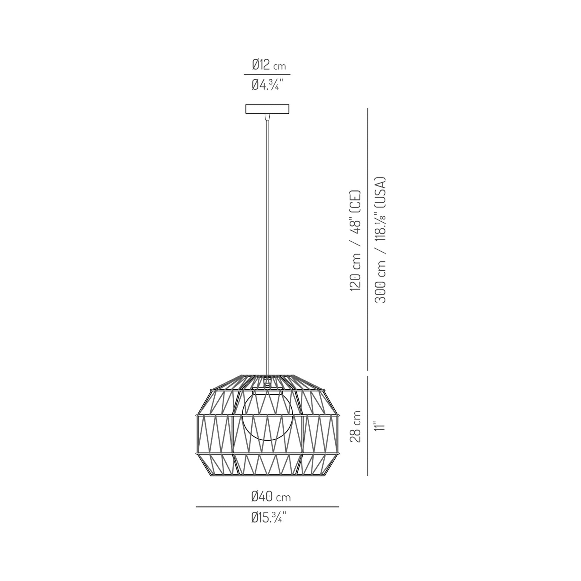 Bauma Outdoor Pendant Light - line drawing.