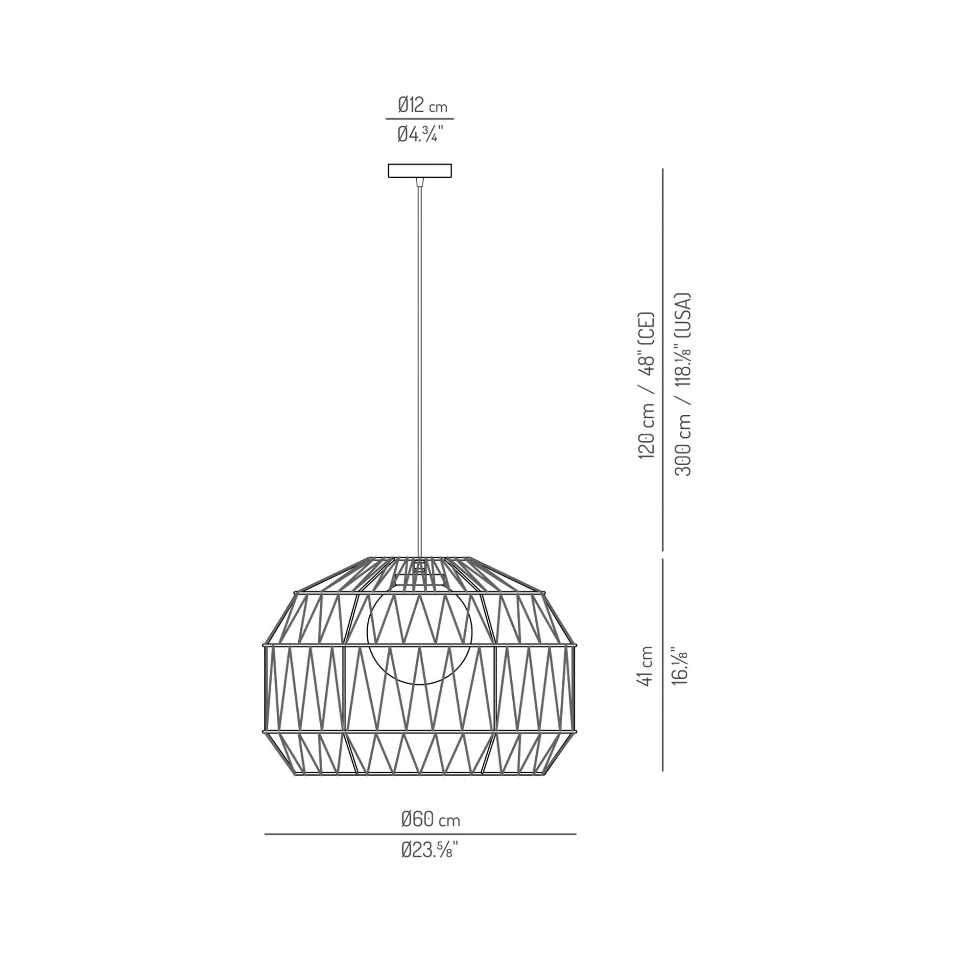 Bauma Outdoor Pendant Light - line drawing.
