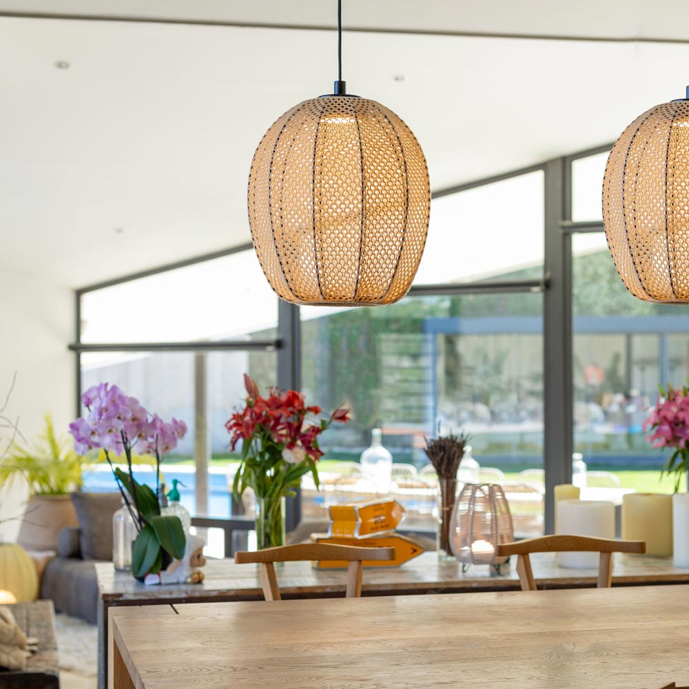 Cala Outdoor LED Pendant Light in living room.