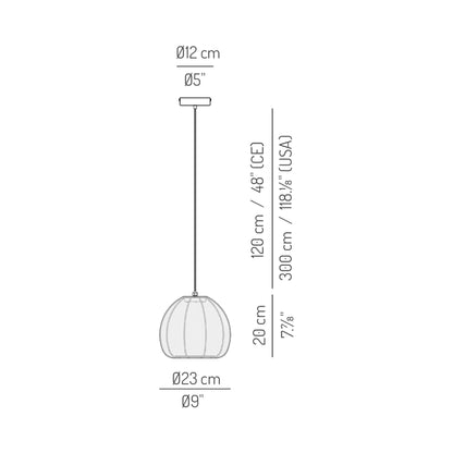 Cala Outdoor LED Pendant Light - line drawing.