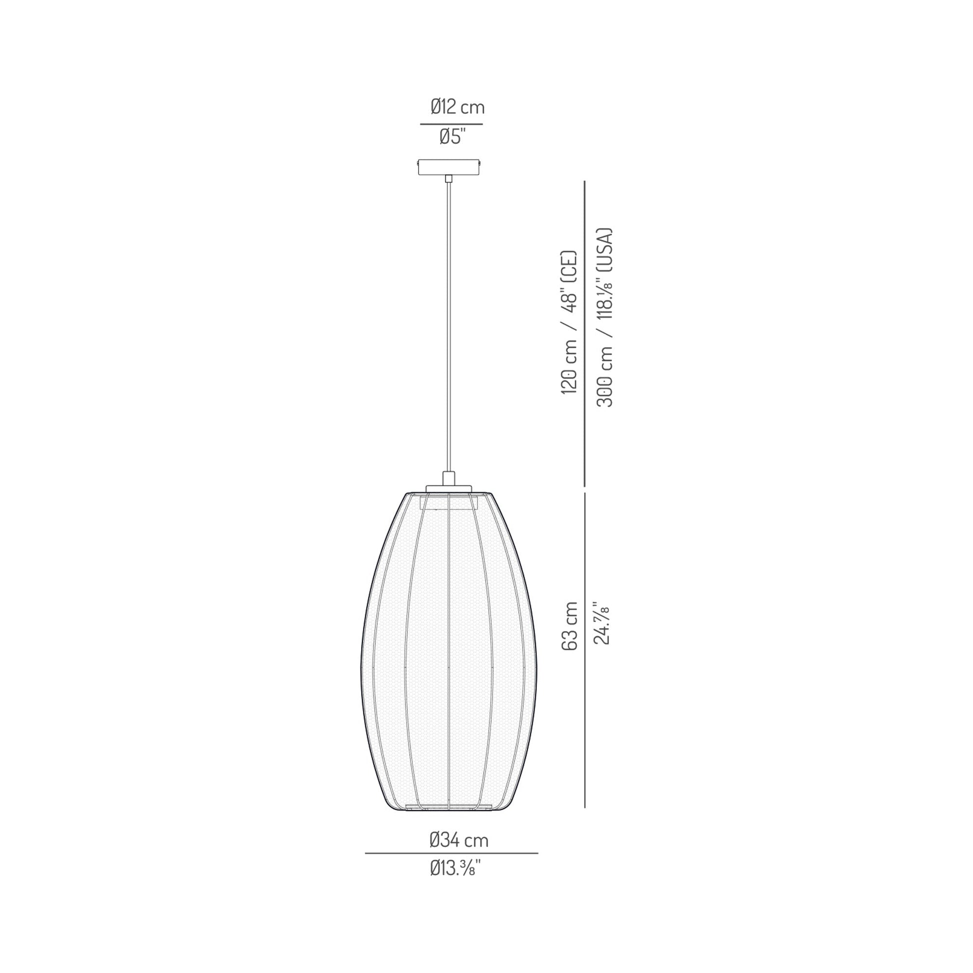 Cala Outdoor LED Pendant Light - line drawing.