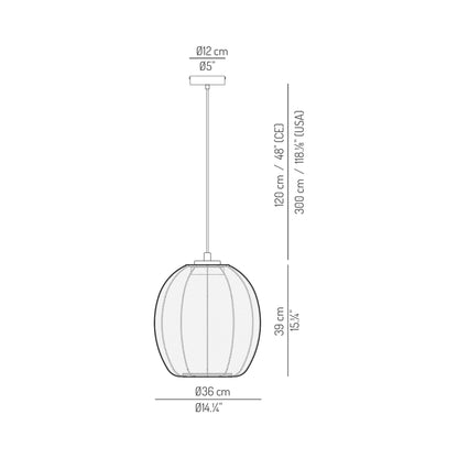 Cala Outdoor LED Pendant Light - line drawing.