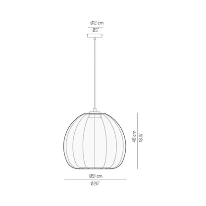 Cala Outdoor LED Pendant Light - line drawing.