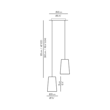 Conet Multi Light Pendant Light- line drawing.