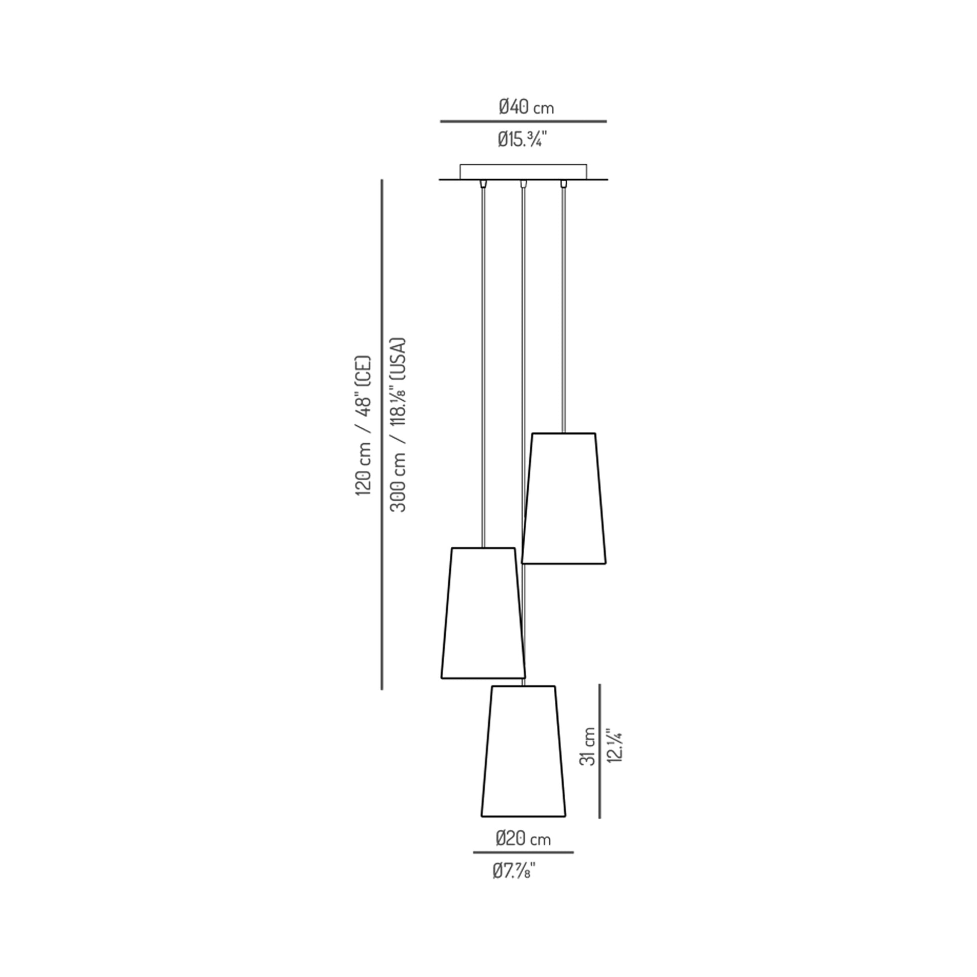 Conet Multi Light Pendant Light- line drawing.