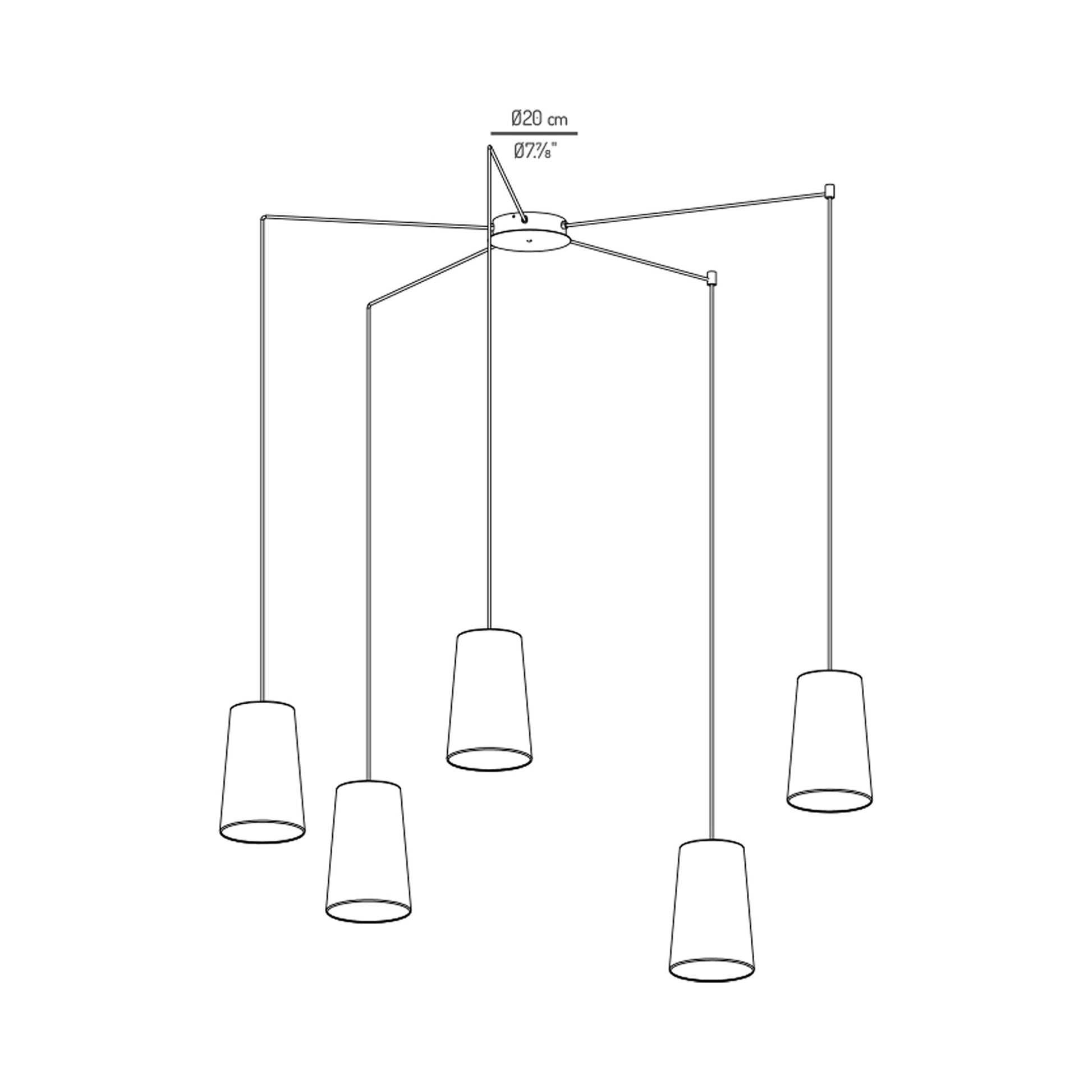 Conet Multi Light Pendant Light- line drawing.
