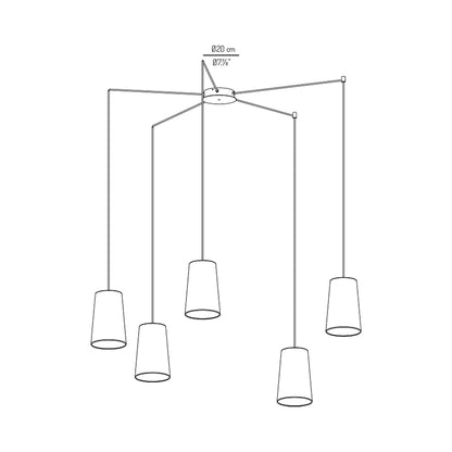 Conet Multi Light Pendant Light- line drawing.