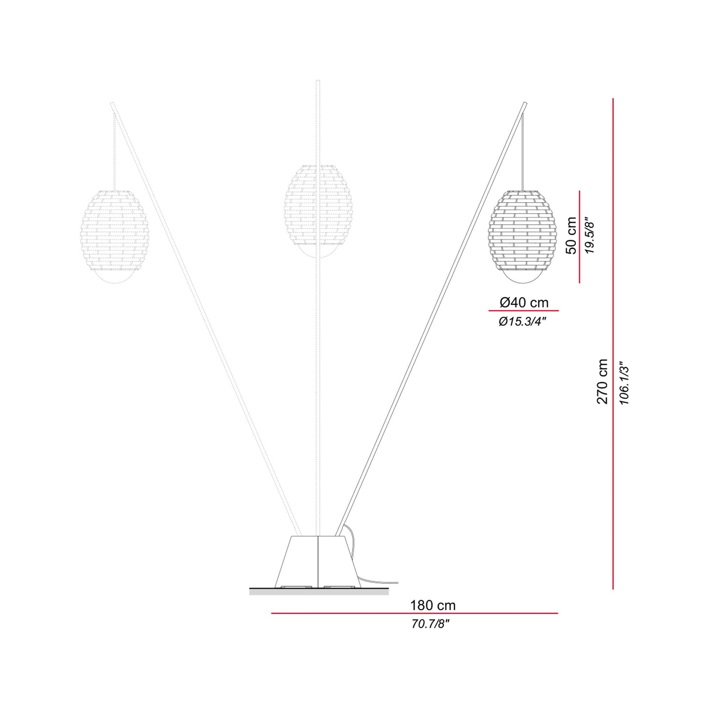 Cuca 104 Outdoor Floor Lamp - line drawing.