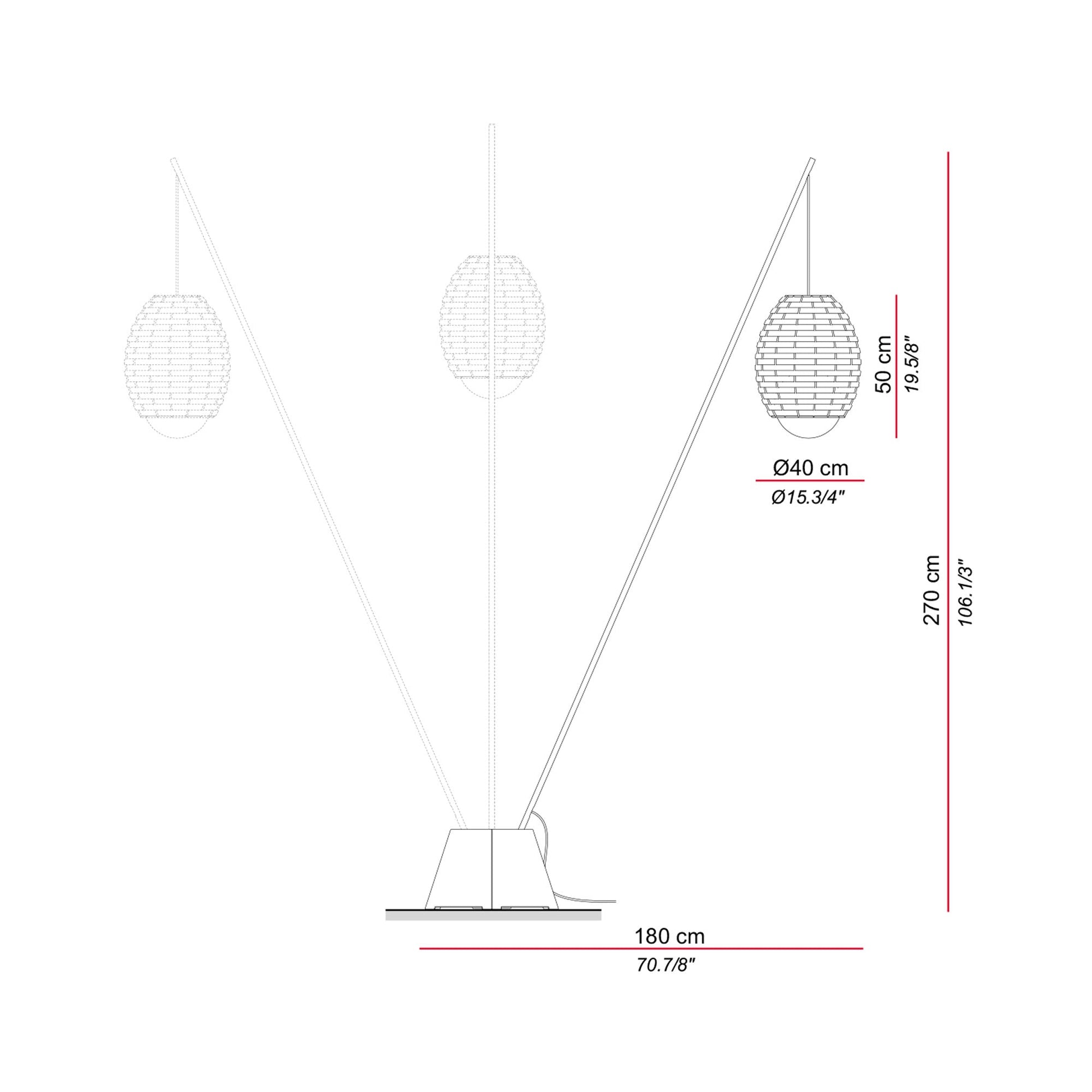 Cuca 104 Outdoor Floor Lamp - line drawing.